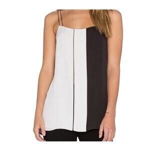 Vince Silk Cami Top Black White Colorblock Spaghetti Straps XXS NWOT